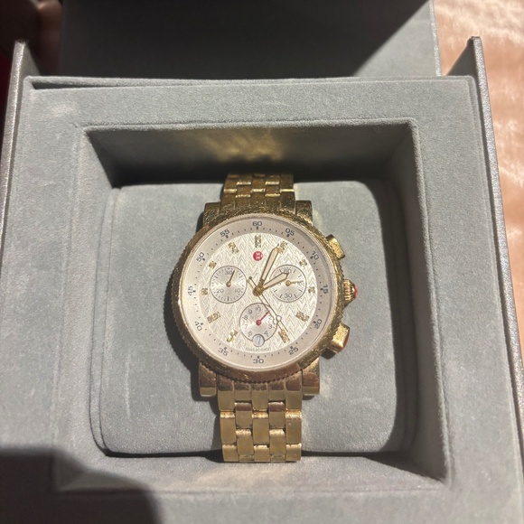 MICHELE SPORT SAIL 18 GOLD DIAMOND DIAL - Picture 1 of 2